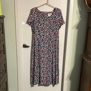 Maggy London Navy Maxi Dress with Multicolor Floral Print